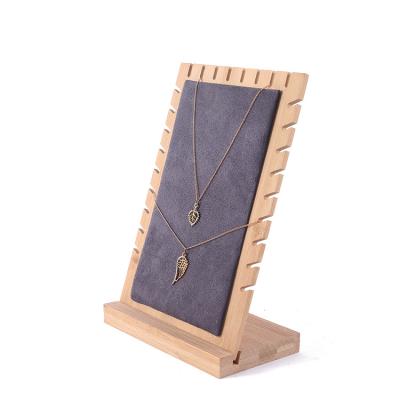 China Bamboo Wooden Detachable Pendant Counter Display Props Jewelery Disply Necklace Display Stand Bracelet Display Bracket for sale