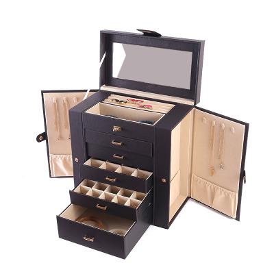 China 6 Layers PU Leather Box Disply Jewelry Watch Band Storage Box High-End Multi-Function Large-Capacity Drawer Box Double-Open for sale