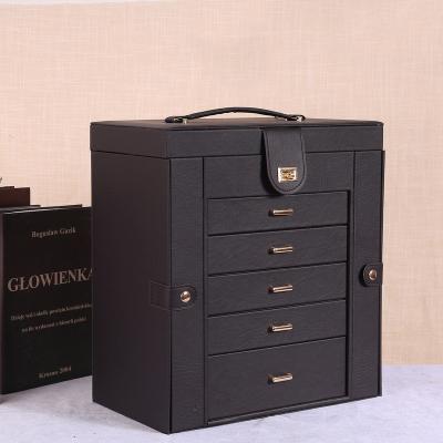 China Jewelry Disply Leather Jewelry Box With Lock Jewelry Storage Box Multifunctional Jewelry Display Box With Mirror for sale