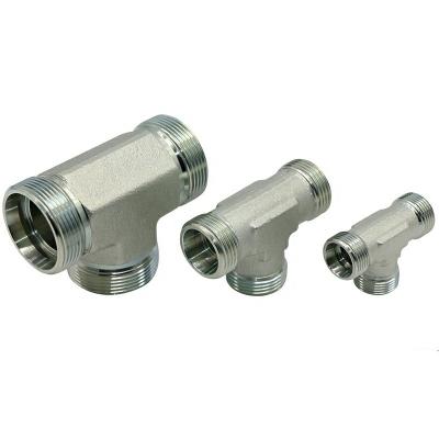 China Wholesale Carbon Steel/Stainless Steel/Brass 2021 Equal Steel Tee Hydraulic Fit Adapters Cone 24 Degree Carton for sale