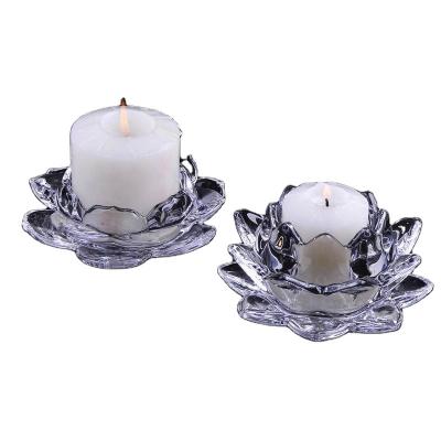 China Lotus Flower Classic Tealight Glass Candlestick for sale