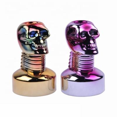 China Classic Skeleton Glass Candlestick Halloween Skeleton Candle Holder for sale