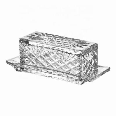 China Freshness Preservation Factory Produced Latest Selling Hot Transparent Luxury Home Decoration Glass Butter Dish Dining Room With Lid for sale