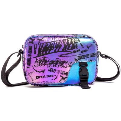 China BQ Graffiti Hip Hop Street-wear Nylon Gradient Colors Thoughtful Design Custom Cross - Body Messenger Sling Single Shoulder Men Chest Bag for sale