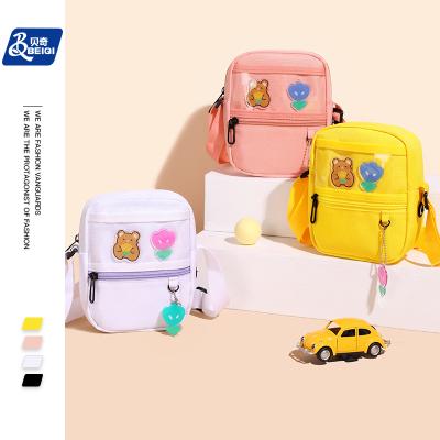 China Single Shoulder Mini Crossbody Messenger Purses Bag Front Pocket Cartoon Design Little Polyester Cute Clear Children Girls Bq for sale