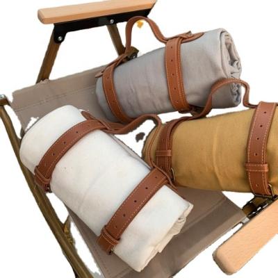 China Portable Roll Up Picnic Extra Large Covering Vegan Waterproof Leather Strap With Logo Camping Mat for sale