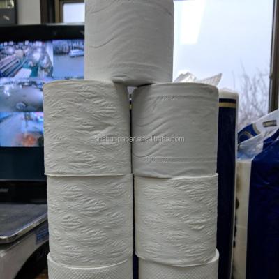 China Recycled pulp 10*10cm 2ply embossed toilet paper, recycled pulp and virgin pulp for sale