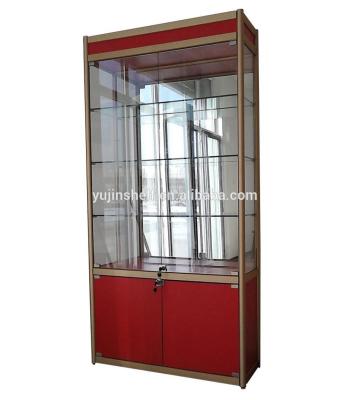 China Glass Slat Wall Backside Mirror Shop Display Cabinet Showcase , Aluminum Glass Cabinet Rack for sale