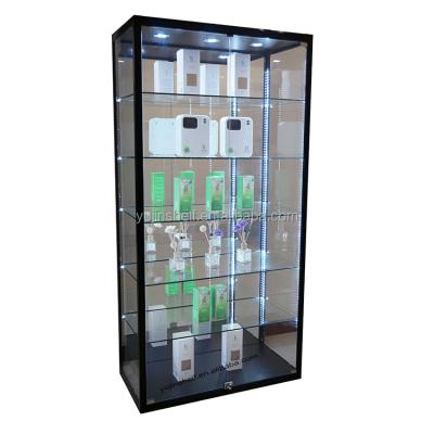 China Adjustable Shelves Modern Titanium Alloy Glass Display Showcase, Jewelry Glass Display Cabinet, Boutique Store Furniture for sale