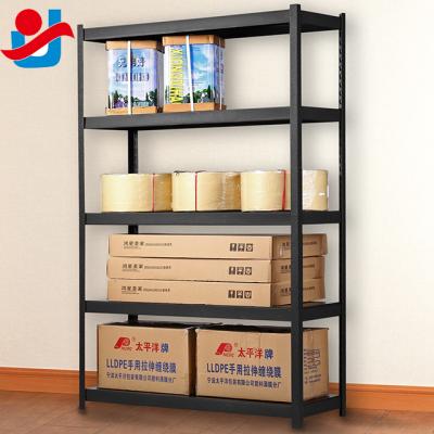 China Corrosion Protection Light Duty 4 Layers Slotted Angle Rivet Steel Rack With Melamine Board Shelving for sale