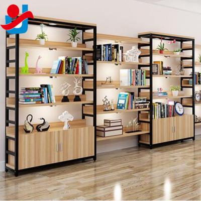 China Three layers double-sided wooden with the metal display stand with the storage cabinet for sale