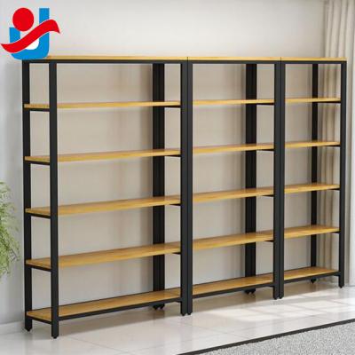 China Iron Snacks Display Iron Wood Combo Shelf For Food Store With Custom Size for sale