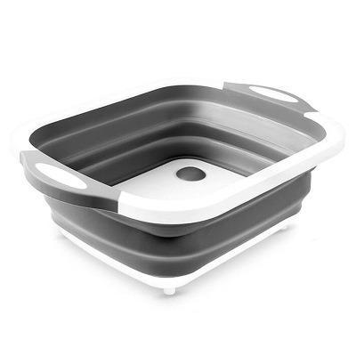 China Collapsible Multifunctional Kitchen Silicone Stocked Plastic Basin for sale