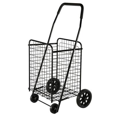 China 06 Folding Large Grocery Basket Metal Rolling Shopping Laundry Cart With Wheels for sale