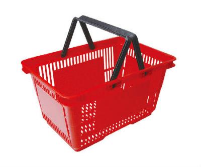 China Shopping Mall Red Colorful Plastic PP Small Hand Held Shopping Basket With Handle For Supermarket Market Shop Mall for sale