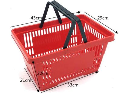 China Supermarket Shopping Used Flexible Hand Held Orange Pink Plastic Supermarket Shopping Basket For For Sale Recycled Hand To Carry Shopping Basket for sale