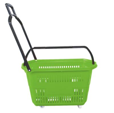 China Hot-selling supermarket shopping baskets with wheels and handle rolling shopping basket shipping and handling - SBS-02 for sale