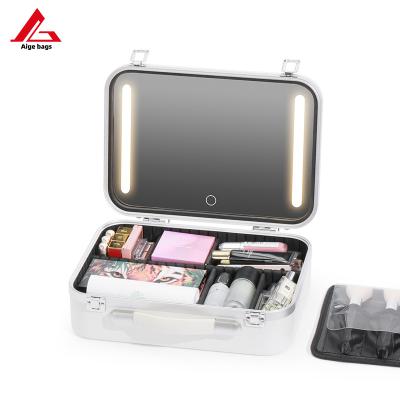 China New Fashion Wholesale Price Travel Beauty Suitcase Organizer Box Vanity Storage Professional Aluminum Makeup Case With Led Lights Mirror for sale