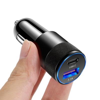 China New China-chic USB Car Charger 15W 3.1A Fast Type C PD Phone Car Fast Charging Adapter For IP 13 12 11 Pro Max for sale