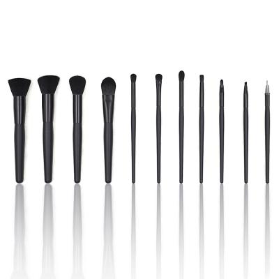 China Angular Blush 11 Pieces Professional Wood Handle Soft Top Makeup Brushes Eyeshadow Base Concealer Cosmetic Set Brush for sale