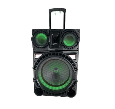 China USB SD/AUDIO INPUT/FM/MICROPHONE/MICROPHONE INPUT 15inch Cart Rechargeable BT Speaker With Shinning Lighting for sale