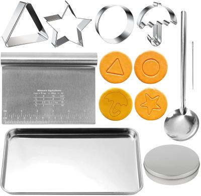 China 9 Pcs Disposable Korean Sugar Candy Molds Stainless Steel Cookie Cutters Sugar Candy Making Tools Kit For Christmas Squid TV Game 2021 for sale