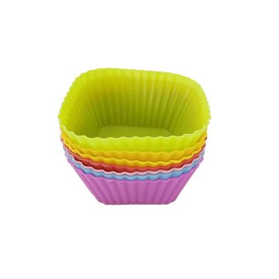 China New Safe Viable Silicone Cake Cup Silicone Round Cup Cake Reusable Baking Mold for sale