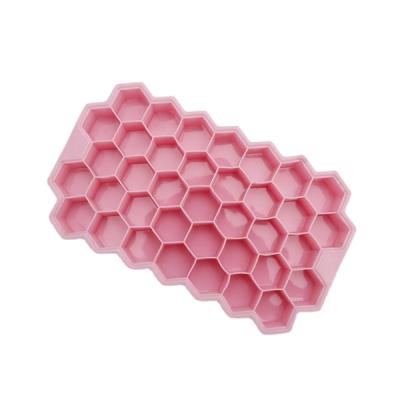 China 2021 Viable New Hexagonal Ice Cube Tray Set With Lid Household Silicone Resin Mold for sale