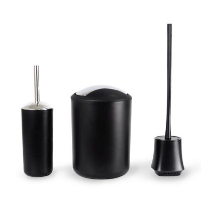 China Sustainable Modern Style Cabinet Bowl Brush Bathroom Cleaning Tools Plastic Toilet Trash Can Brushes Holder Set for sale