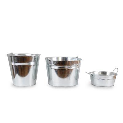 China 2021 Viable Hot Sale Wholesale Large Metal Ice Buckets Conical Silver Cans Pail Metal Bucket for sale