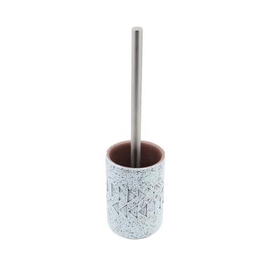 China Sustainable Household Products Polyresin Bathroom Set Customized Design Resin Toilet Brush Holder for sale