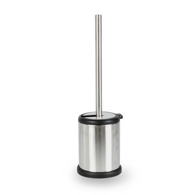 China Sustainable 304 Stainless Steel Made To Custom Bathroom Accessories Round Toilet Brush And Holder With Metal Handle for sale