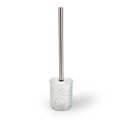 China Sustainable Glass Holder Toilet Brush With Stainless Steel Handle Glass Holder For Bathroom Cleaning for sale