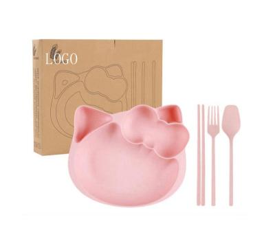 China Agriculture SmallOrders G050306 Wheat Straw Children Dinnerware Set Bowl Set Cartoon Dinnerware Set Logo Promotional Custom Tableware Piggy for sale