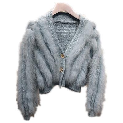 China 2023 Young Autumn Fashion Spring Women's Winter News Fox Fur Shorts Coat Knitted Knitted Sweater Jacket Wholesale for sale