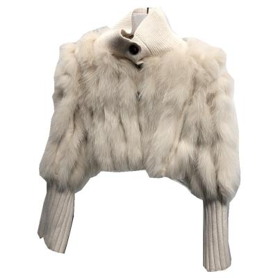 China High Quality Hot Sale Anti-wrinkle Design Pullover Sweater With Stand Collar Thick Wool Knitted Cardigans Sweaters Jacket With Fox Fur for sale