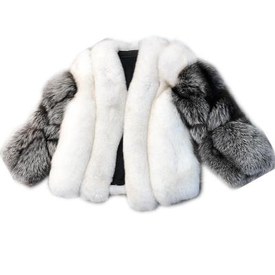 China new design Anti-wrinkle style fashion color sleeve coat ladies real fox fur coat women full silver real fox white natural fur jacket for sale