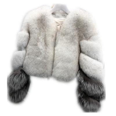 China Anti-Wrinkle Winter Customization Length Lady Fashion Style Thick Fox Fur Leather With Natural Fox Fur Women's Silver Fox Fur Coat for sale