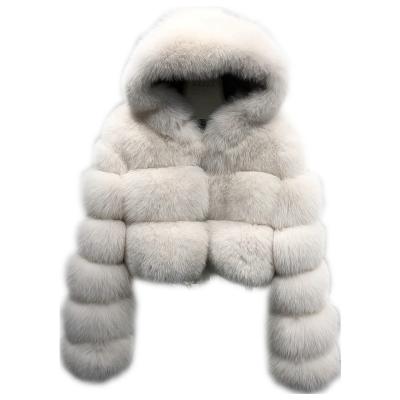 China Anti-Wrinkle Popular Fashionable New Winter Style Genuine Natural Fur Trim Short Coats For Fox Hooded Real Fox Fur Coat Trendy Fur Jacket for sale