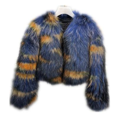 China wholesale Anti-wrinkle Customize Colorful Dyed Fur Coat For Women New Style Fluffy Luxury Real Shorts Fox Raccoon Fur Coat for sale