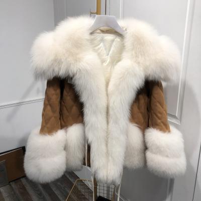 China Anti-Wrinkle Loose Plus Size Fashion Genuine Wholesale Fox Women's Fox Fur Coat Genuine Suede And Fur Down Jackets for sale