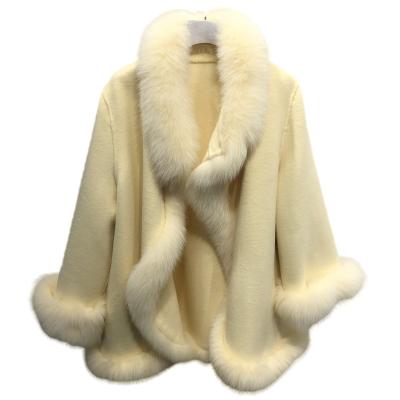 China Fashion Waterproof Winter Wool Coat Coat Warm Casual Fox Fur With Fur Collar Women Double Sided Cashmere Coat for sale