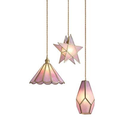 China Modern Nordic Creative Brass Simple Romantic Glass Restaurant Chandelier Pendant Lamp Bedroom Lamp for sale