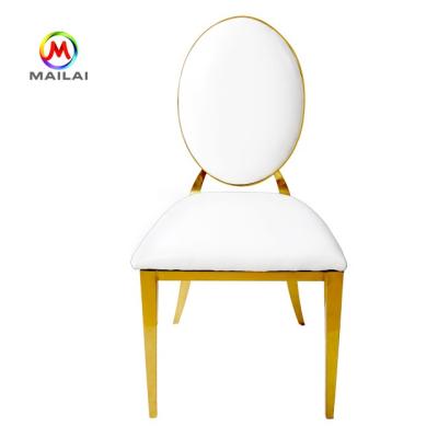 China Modern New Design White Leather Stainless Steel Gold Wedding Chair for sale