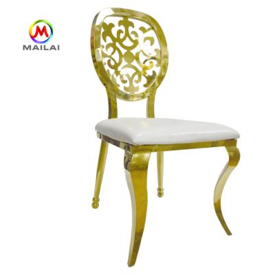 China Factory direct sales modern gold stainless steel round back wedding chair for sale