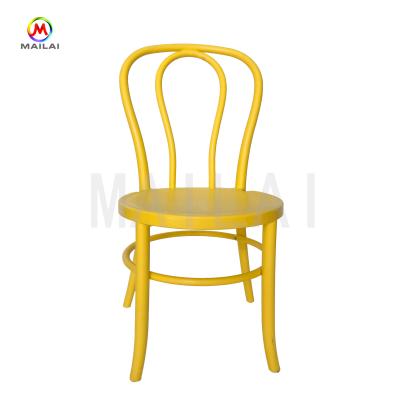 China Integrated Factory Wholesale European Style PP Plastic Resin Outdoor Yellow Curved Back Dining Party Chair for sale