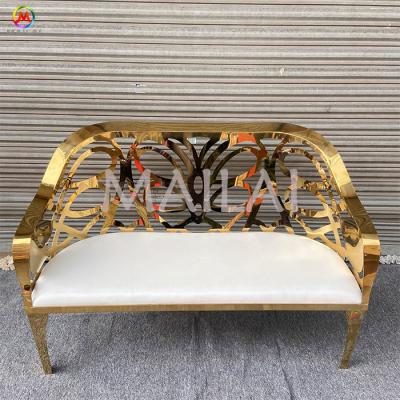 China Mailai Contemporary Elegant Gold Stainless Steel Sofa Wedding Chair With White Cushion for sale