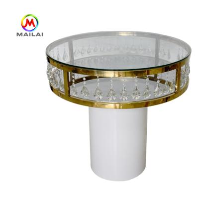 China Newest decoration event dining stainless steel round table mirror glass cake table for sale for sale