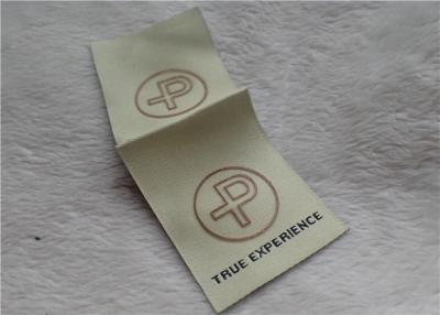 China Logo Mid Fold Woven Clothing Labels Shinny Gold 0.4mm Thickness OEKO SGS BV for sale