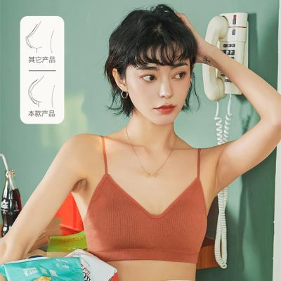 China Hot Selling Cotton Seamless Push Up Bralette Triangle Bralettes Boobs Girls Small Seamless Stylish Women Simple Solid Color Teenagers for sale